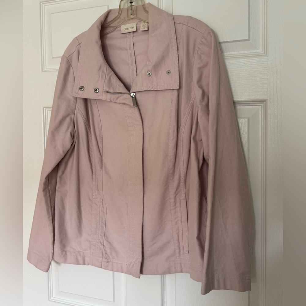 Chicos Cotton Pink Jacket, Size 2
